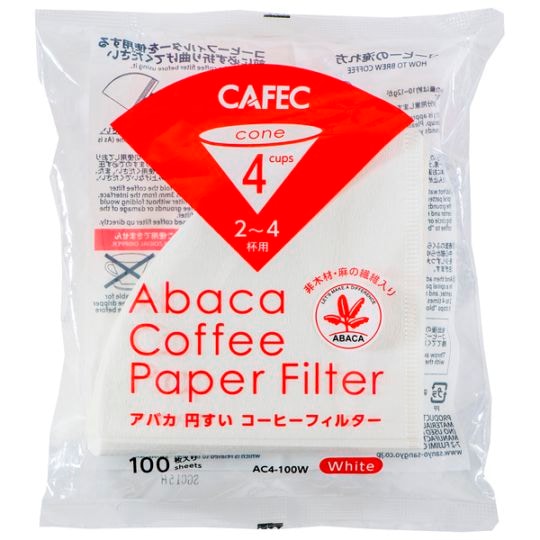 【お取り寄せ】【ロット＝80】三洋産業 カフェック CAFEC アバカ 円すい コーヒーペーパーフィルター 2-4杯用 ホワイト AC4-100W