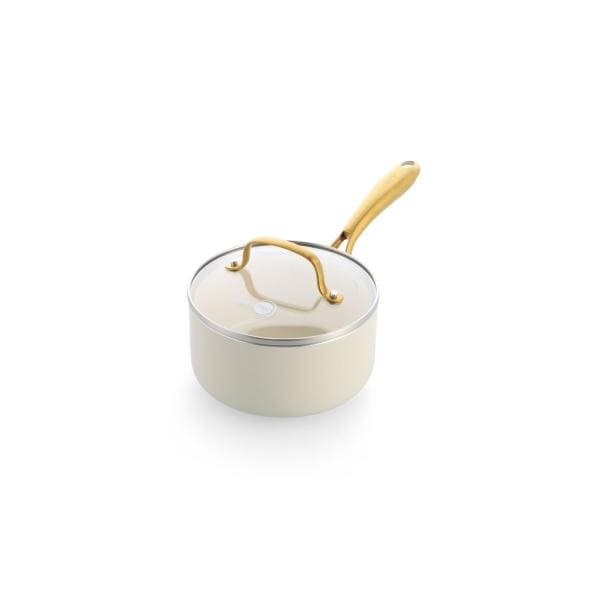 グリーンパン GREENPAN ストゥディオ ソースパン 16cm ガラス蓋付き クリームホワイト CC010592-104