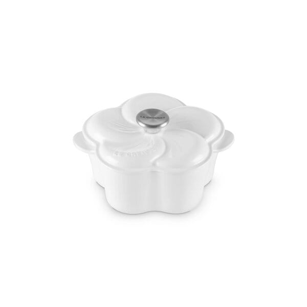ル・クルーゼ LE CREUSET ココット・フルール 20cm ホワイト(SSツマミ) 21934200101460