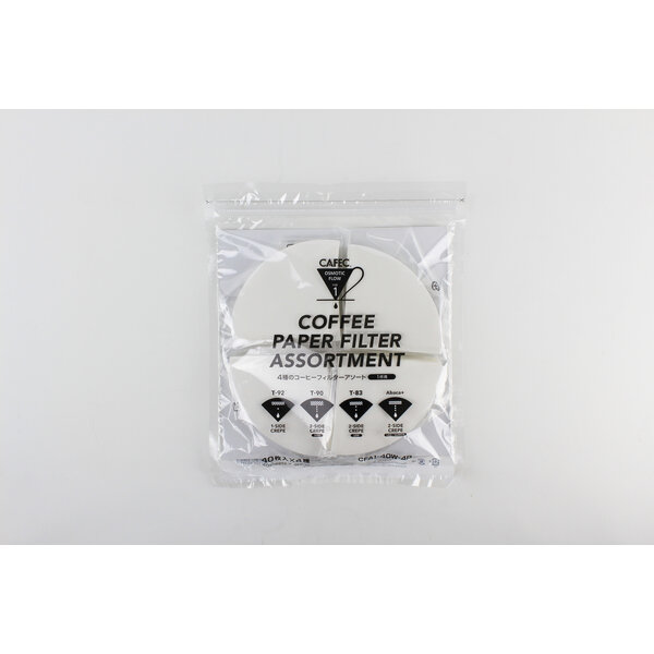 【お取り寄せ】【ロット：48】三洋産業 カフェック CAFEC 4種の円すいコーヒーペーパーフィルターアソート 1杯用 ホワイト CFA1-40W-4P
