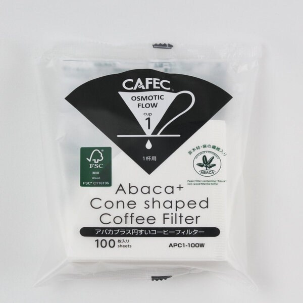【お取り寄せ】【ロット：80】三洋産業 カフェック CAFEC アバカプラス 円すいコーヒーペーパーフィルター 1杯用 100枚入 ホワイト APC1-100W