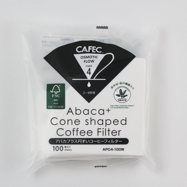 【お取り寄せ】【ロット：80】三洋産業 カフェック CAFEC アバカプラス 円すいコーヒーペーパーフィルター 2-4杯用 100枚入 ホワイト APC4-100W