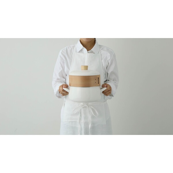 富士ホーロー せいろ付きホーロー鍋20cm ホワイト SER-20W.W