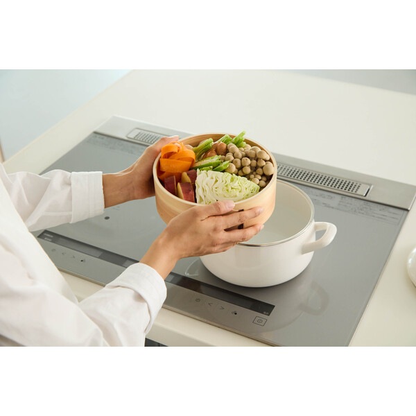 富士ホーロー せいろ付きホーロー鍋20cm ホワイト SER-20W.W