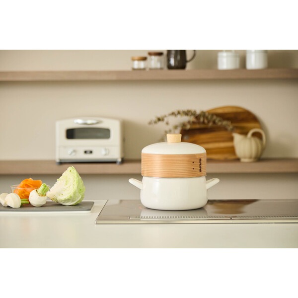 富士ホーロー せいろ付きホーロー鍋20cm ホワイト SER-20W.W