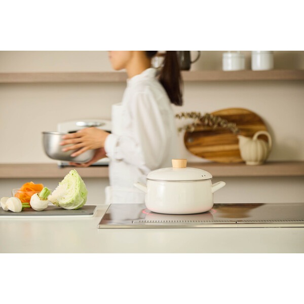 富士ホーロー せいろ付きホーロー鍋20cm ホワイト SER-20W.W