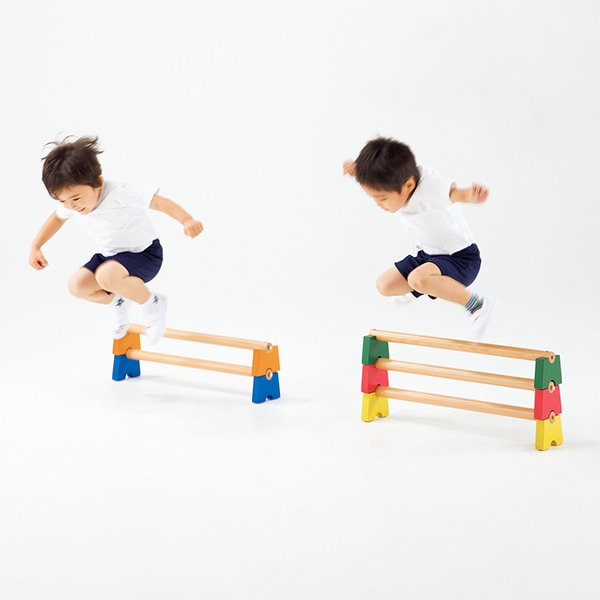 ハードルや平均台運動に 子どものバランス運動に使える 室内用 カラー運動棒・10cm高さ（10本組）