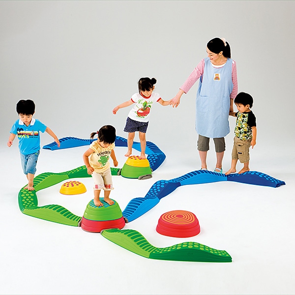 平均台セット 複合バランス遊具 レインボーバランスストーン + ウェイブバランス平均台 お買い得フルセット