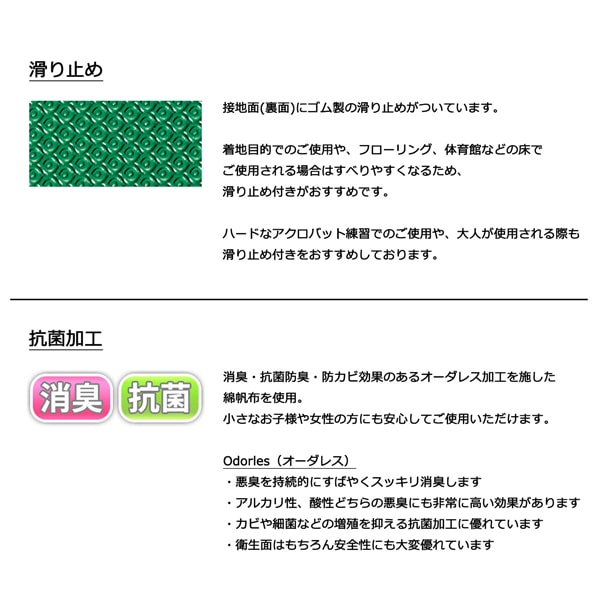 体操マット 学校 マット運動 滑り止め付 消臭 抗菌 体育用マット 8541T 6号 90×180×厚6 日本製 SGマーク付