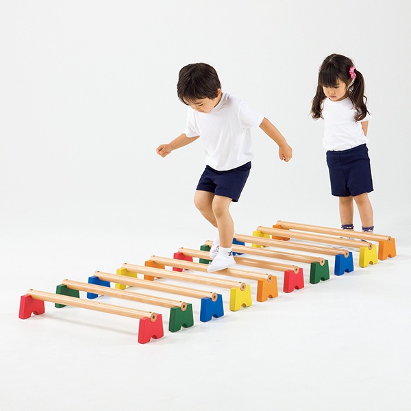 ハードルや平均台運動に 子どものバランス運動に使える 室内用 カラー運動棒・10cm高さ（10本組）