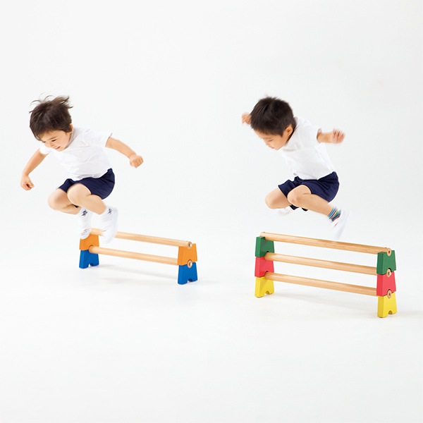 ハードルや平均台運動に 子どものバランス運動に使える 室内用 カラー運動棒・10cm高さ（10本組）