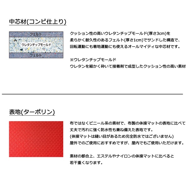 体操マット 学校 マット運動 屋外 室内 体育用マット ターポリンカラー 7861T 90×240×厚5 日本製 SGマーク付