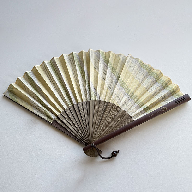 木玉付き扇子セット（黄）