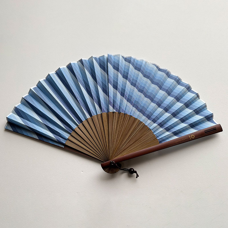 木玉付き扇子セット（青）