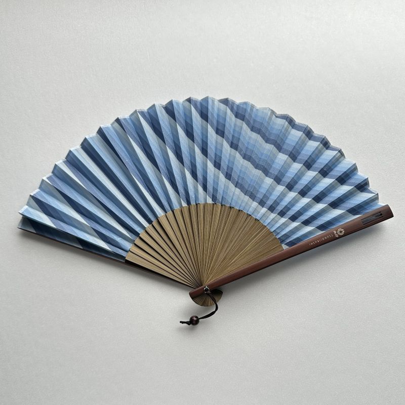 木玉付き扇子セット（青）