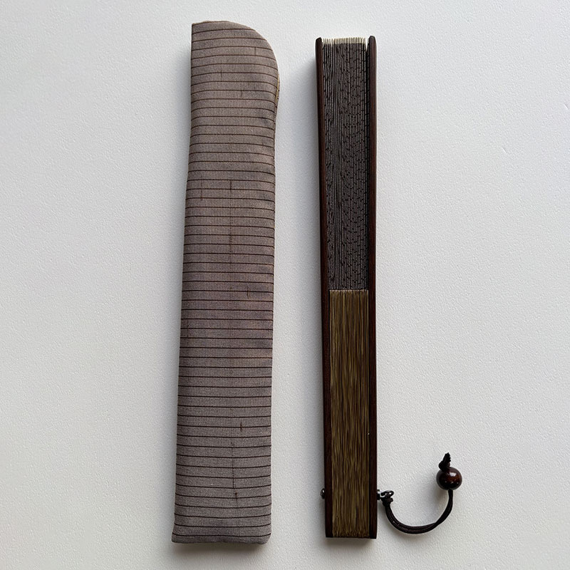 木玉付き扇子セット（茶）