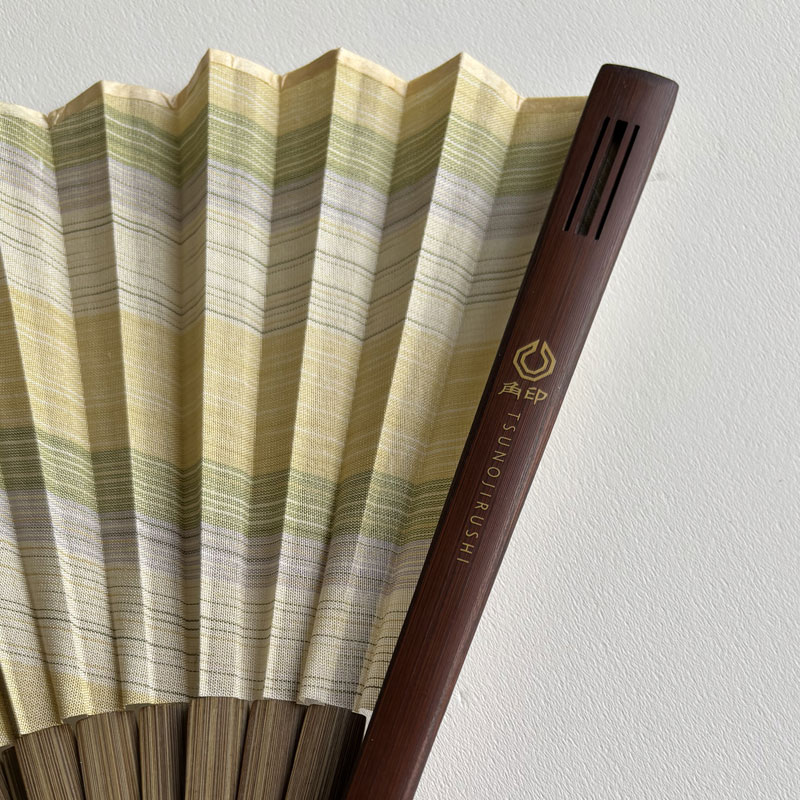 木玉付き扇子セット（黄）