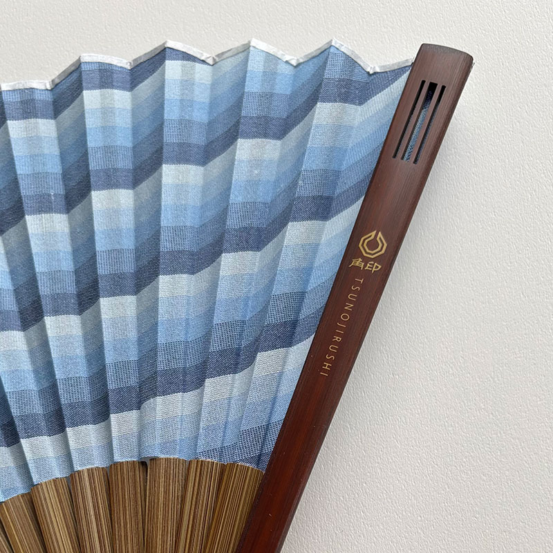 木玉付き扇子セット（青）