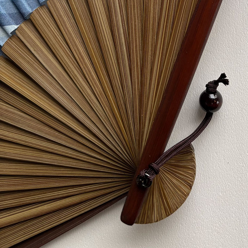 木玉付き扇子セット（青）