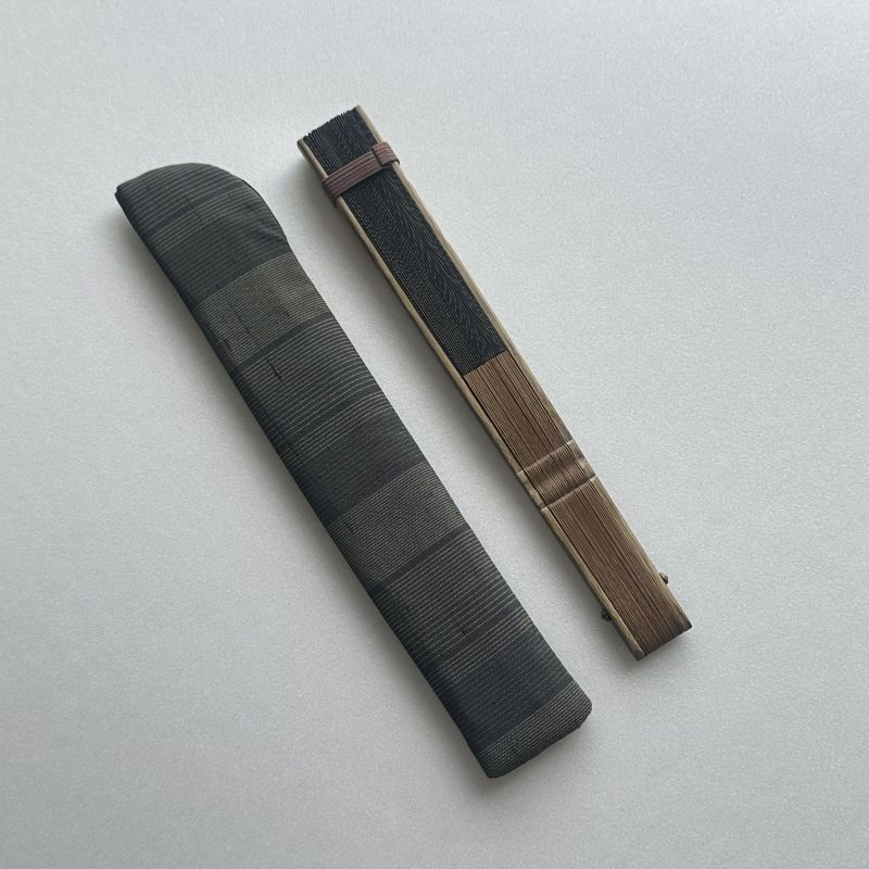 焼縁扇子セット（ネズ茶）