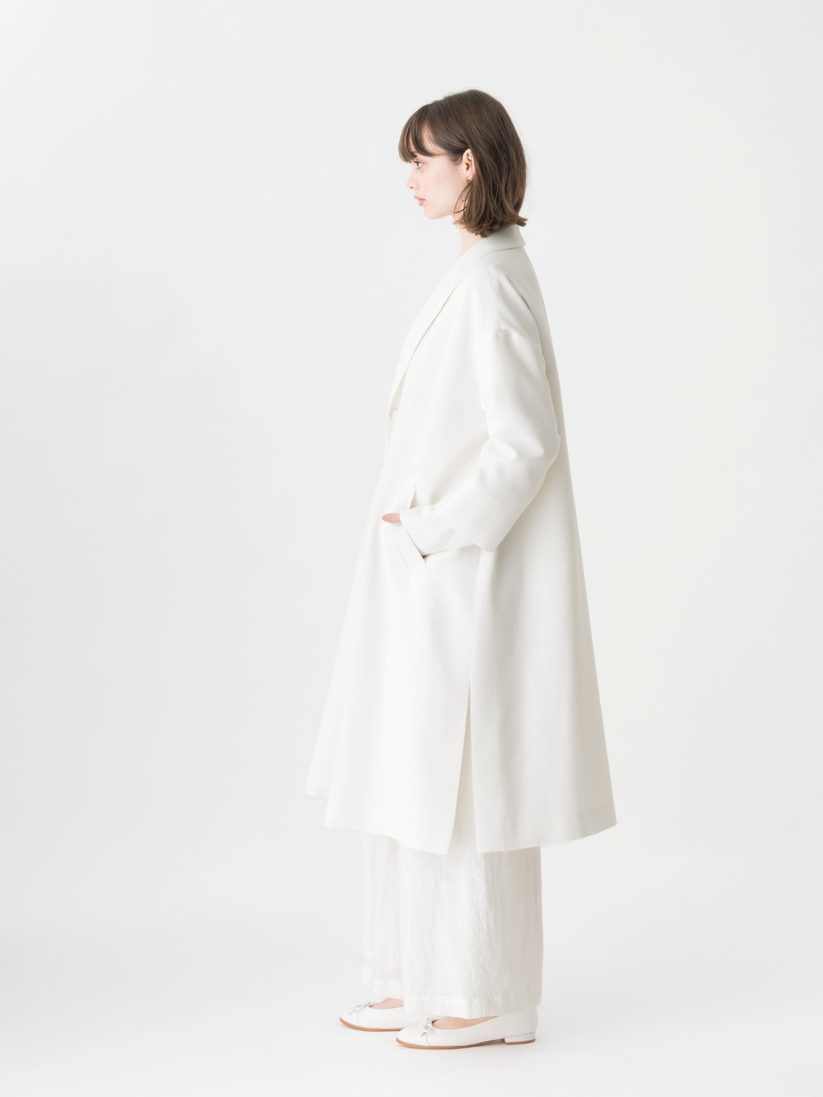 【試着のみ】インゲボルグ 白 ピコフリル ジップアップスプリングコート/2020 CAMEALICO - T - | COLLECTION,＜PRE ORDER＞2027 SPRING COLLECTION