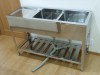 業務用流し台(ステンレスシンク) 水切り付き2槽ー1200×450ミリ