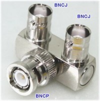 【SA-50658】 防犯カメラ・監視カメラ用 BNC分配コネクタ BNCP/BNCJ/BNCJ　オス-メス-メス　L型|分配コネクター|コネクター類