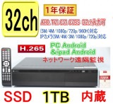 【SA-51522】51482(SSD/1TBタイプ)32CH DVR録画機&TVI(5M.4M.1080p.720p)CVI映像とアナログ(CVBS)を録画再生可能 H.265 DVR録画機　PC,
