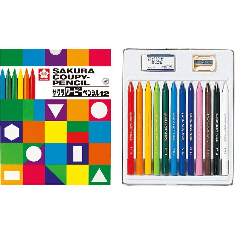 サクラクレパス クーピーペンシル12色紙箱入り FY12K