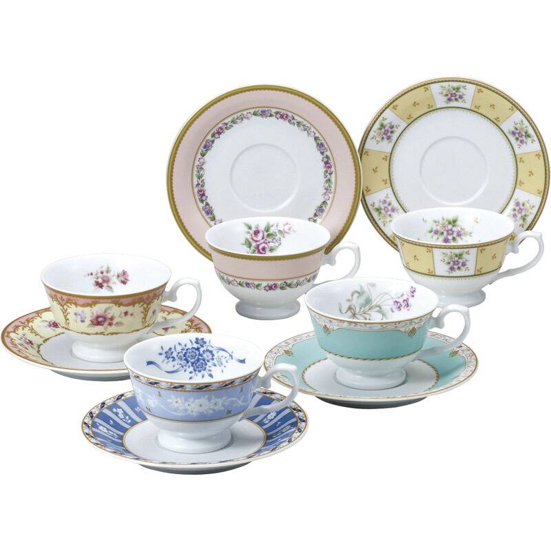 ナルミ フローラルブティック 5客アソート碗皿 41721-33459