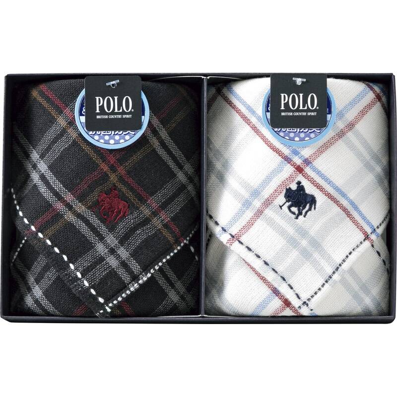 ポロ ガーゼ裏無撚糸タオルハンカチ2枚組 PLGT-5568