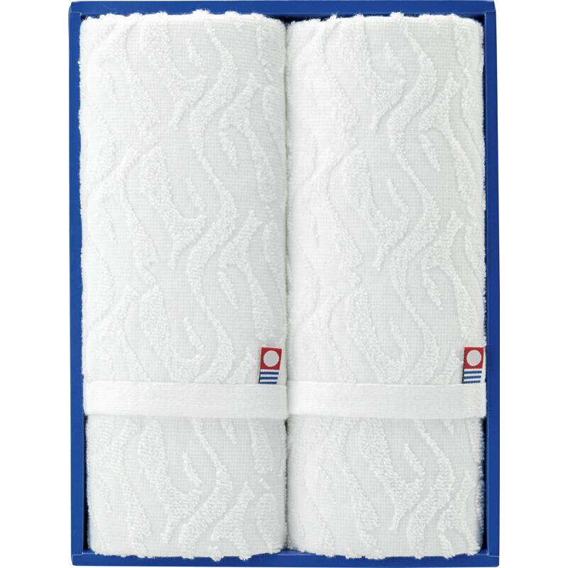 今治 白小波ジャガードフェイスタオル2P IMS7212