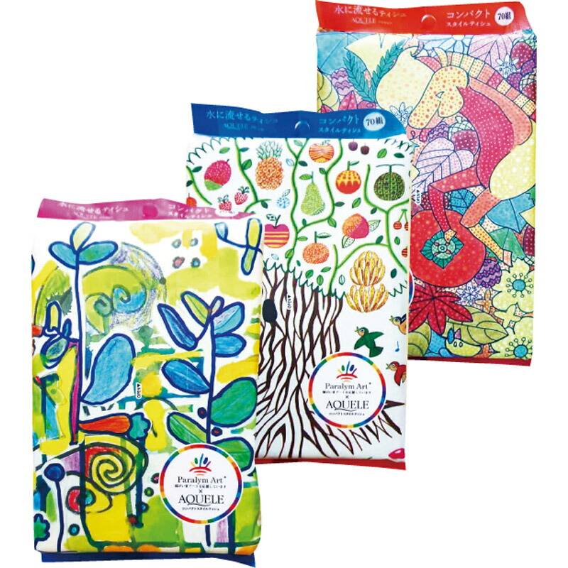 パラリンアート×アクウェル流せるコンパクトスタイルティッシュ70W 柄／指定不可