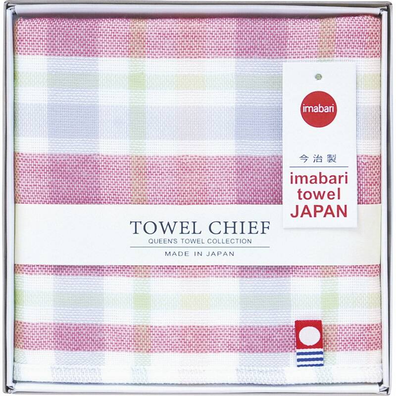 今治ガーゼ＆パイルタオルハンカチチェック1P レッド TQS0602101R