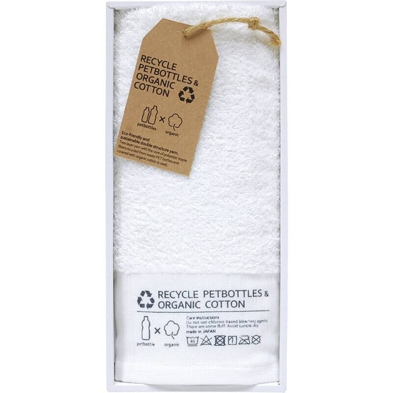 リサイクルペットボトル＆オーガニックコットン フェイスタオル1P ホワイト TQS1002501