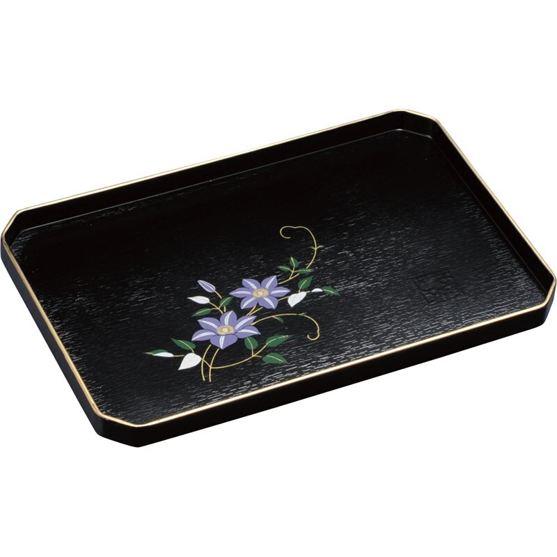 紀州塗 黒　鉄線 万能トレー 0000077[tr]