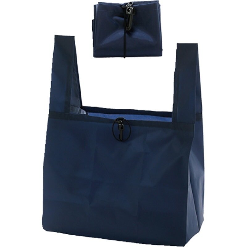 再生ＰＥＴマチ広エコバッグ ネイビー 7018[tr]