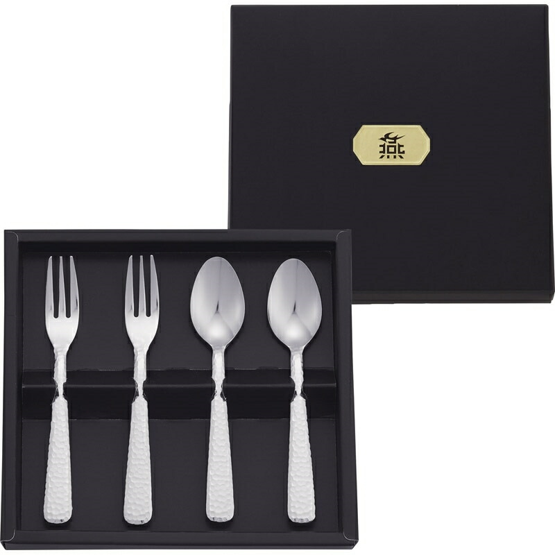 燕匠一 スプーンフォークペア４Ｐ 170-002<br><br>【カトラリー ティースプーン フォーク 滑らない ペア コーヒー ステンレス おしゃれ 金属 セット 4P】[tr]