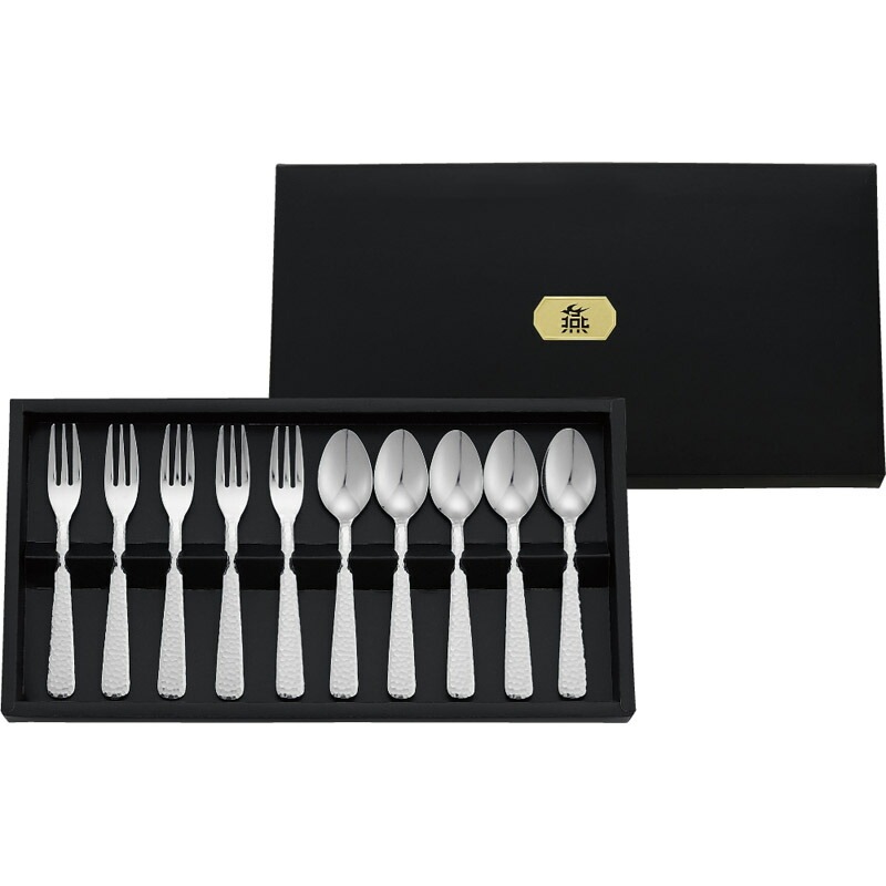 【メール便】 燕匠一 日本製 鎚目スプーンフォーク (スプーン5本・フォーク5本) 10本セット 170-004[tr]