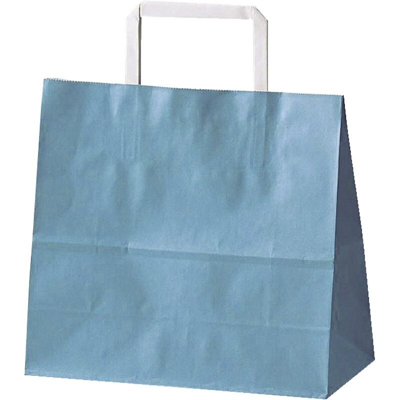 紙袋　手提げ袋　ブルー　22cm高　1枚入り<br><br>[zk]【セット イベント 大会 賞品 パーティー 持ち帰り用袋 マチ広 収納 青  手提げ紙袋 手付袋 手付け袋 安い 業務用 無地 おしゃれ お土産 町内会 子供会 誕生日会 忘年会】