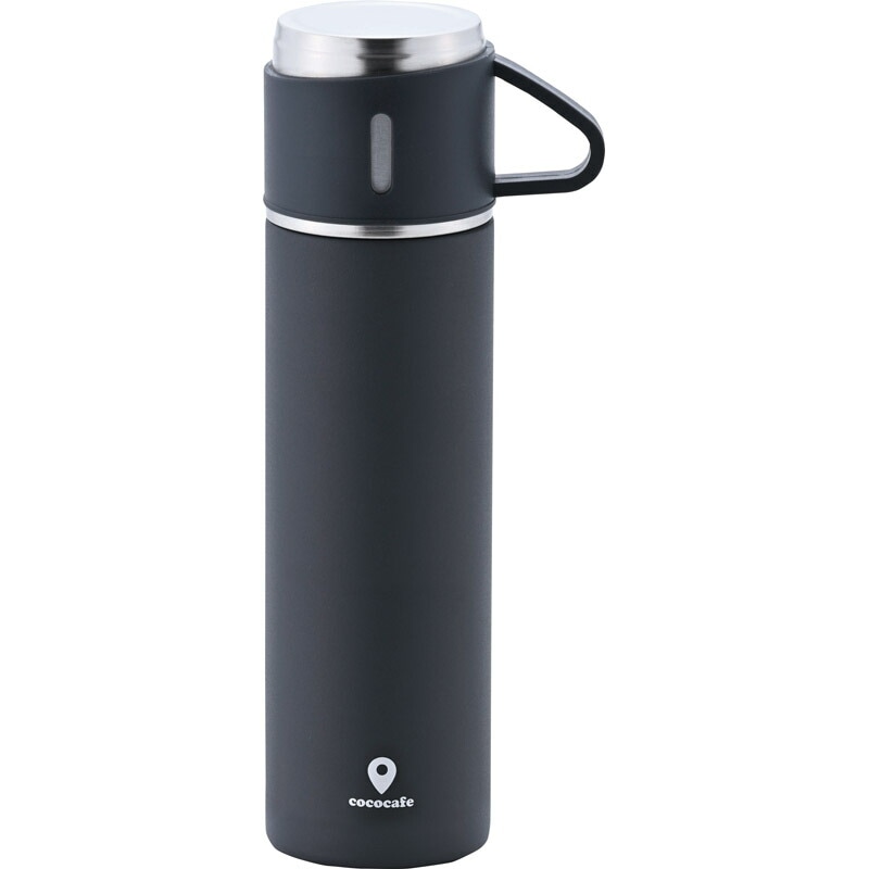ココカフェ コップ付き真空二重ボトル　４５０ｍＬ チャコール CC-23