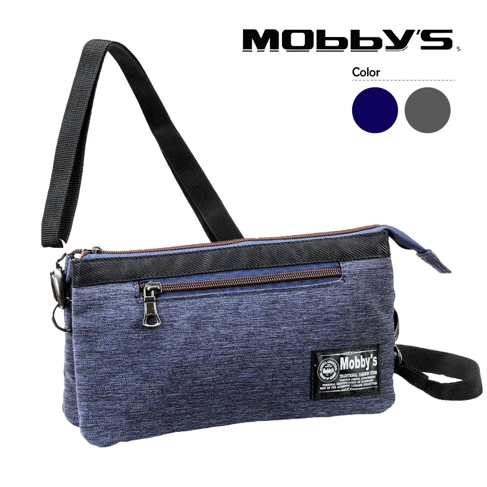 モビーズ杢ポリ２室サコッシュ【ショルダーバッグ  メンズ 普段使い サブバッグ 幅25cm 紺 グレー ファスナー  小さめ ポーチ  小物入れ おしゃれ ブランド  カジュアル  ショルダー】[tr]