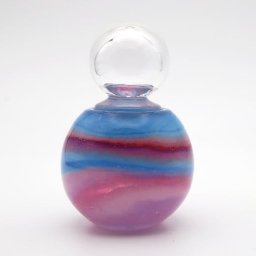 カラーガラスコレクション ガラス製 ミニ骨壷 色星 水色×桃色 B〈限定1個〉