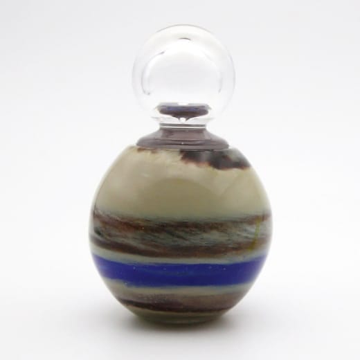 カラーガラスコレクション ガラス製 ミニ骨壷 色星 青×琥珀 B〈限定1個〉