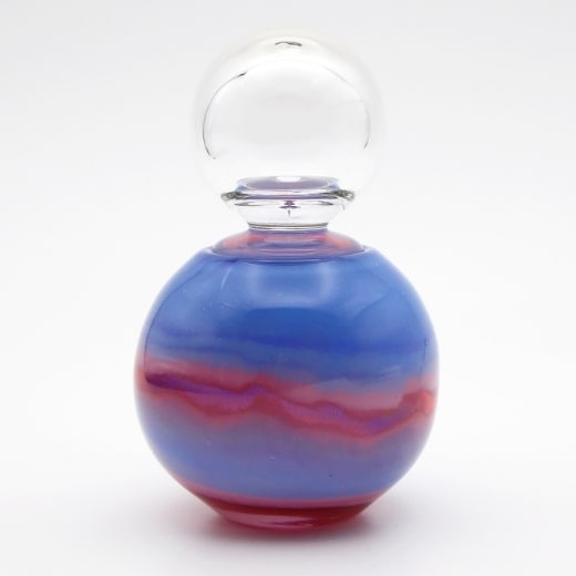 カラーガラスコレクション ガラス製 ミニ骨壷 色星 水色×桃色 C〈限定1個〉