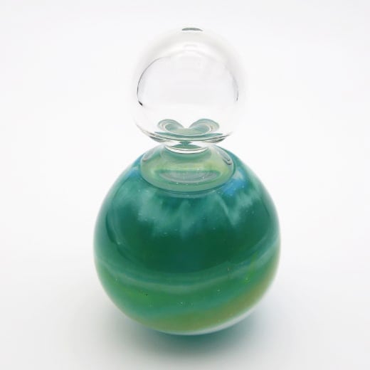 ガラスコレクション ガラス製 ミニ骨壷 色星 青緑×白 B｜手元供養用