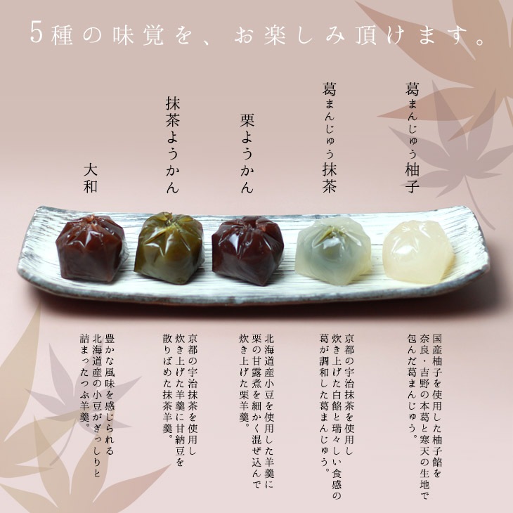 京都 鶴屋光信 御中元　夏ギフト 和菓子 ギフト 木箱入り 秋お試しセット【栗羊羹・抹茶羊羹・大和(つぶ羊羹)・葛まんじゅう（抹茶)、（柚子）】各2個
