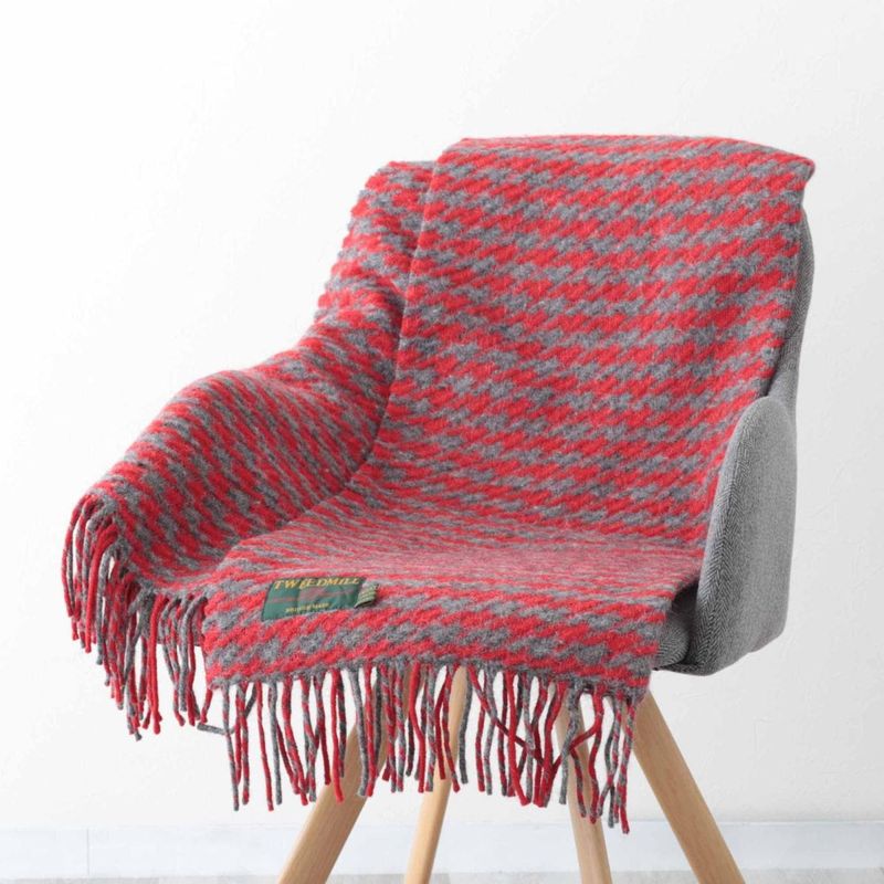 ǥ ֥󥱥å ˡ饰 70x183cm ϥɥȥ ȡ / Limited Model Houndtooth Grey Red Knee Rug