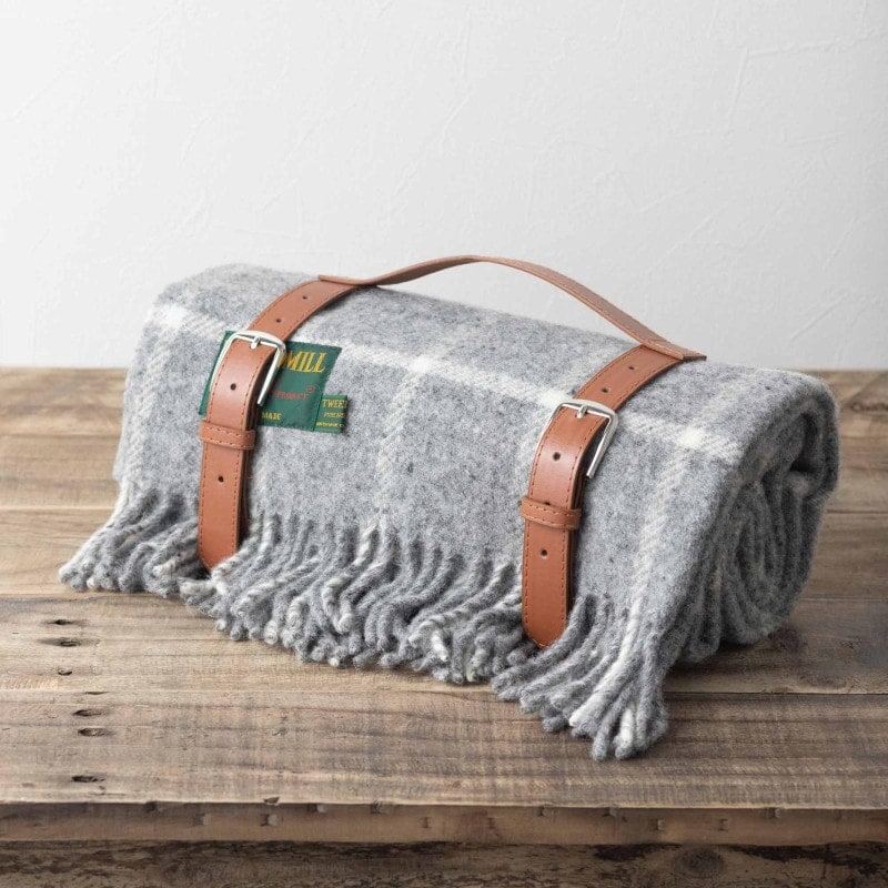 ブランケット ニーラグ 70x183cm チェッカーチェック グレー