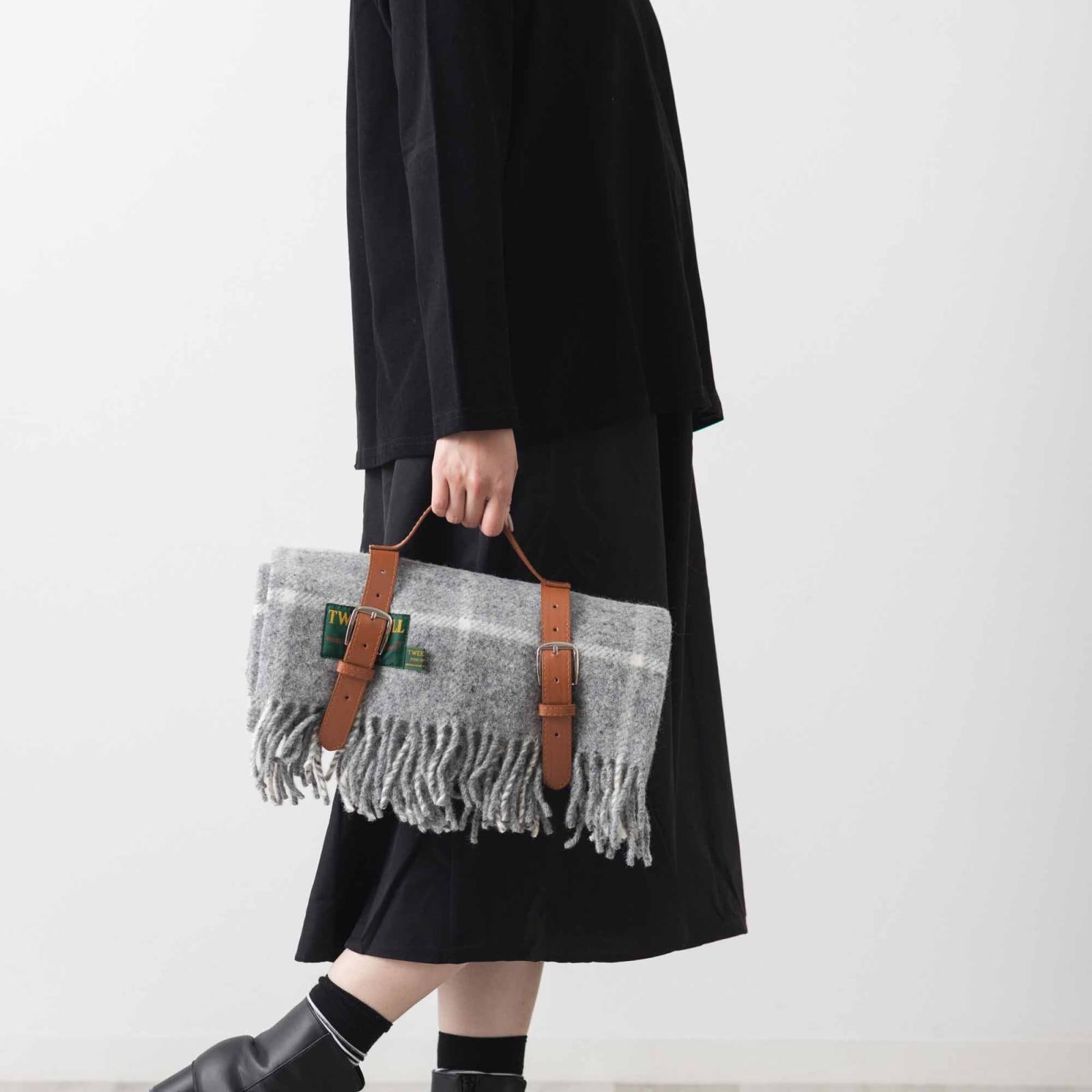 ブランケット ニーラグ 70x183cm チェッカーチェック グレー